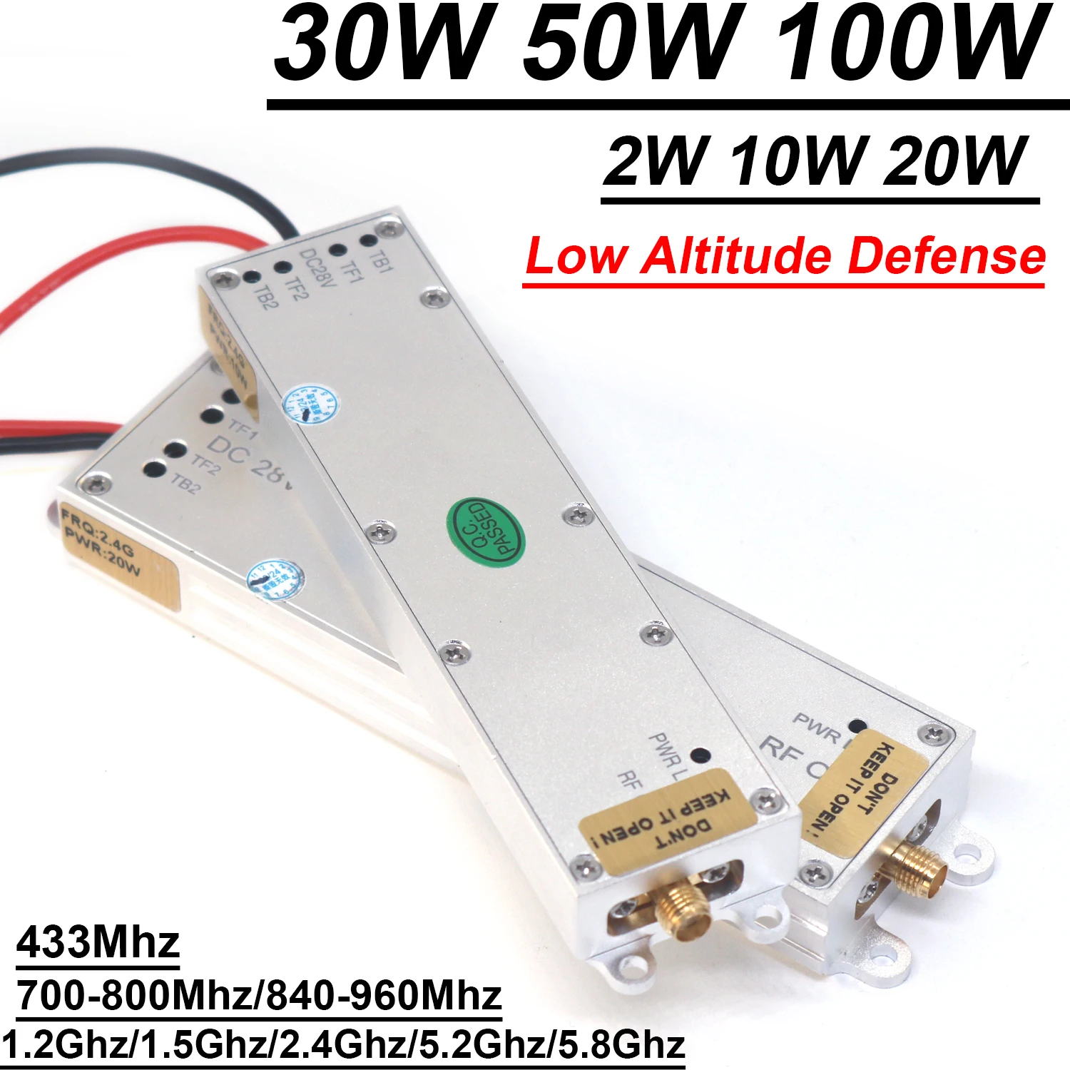 

Anti FLY Drone Module 10W 30W 50W 100W 433Mhz 915Mhz 1.5Ghz 2.4Ghz 5.8Ghz Signal RF POWER Amplifier Drive Low Altitude Defense