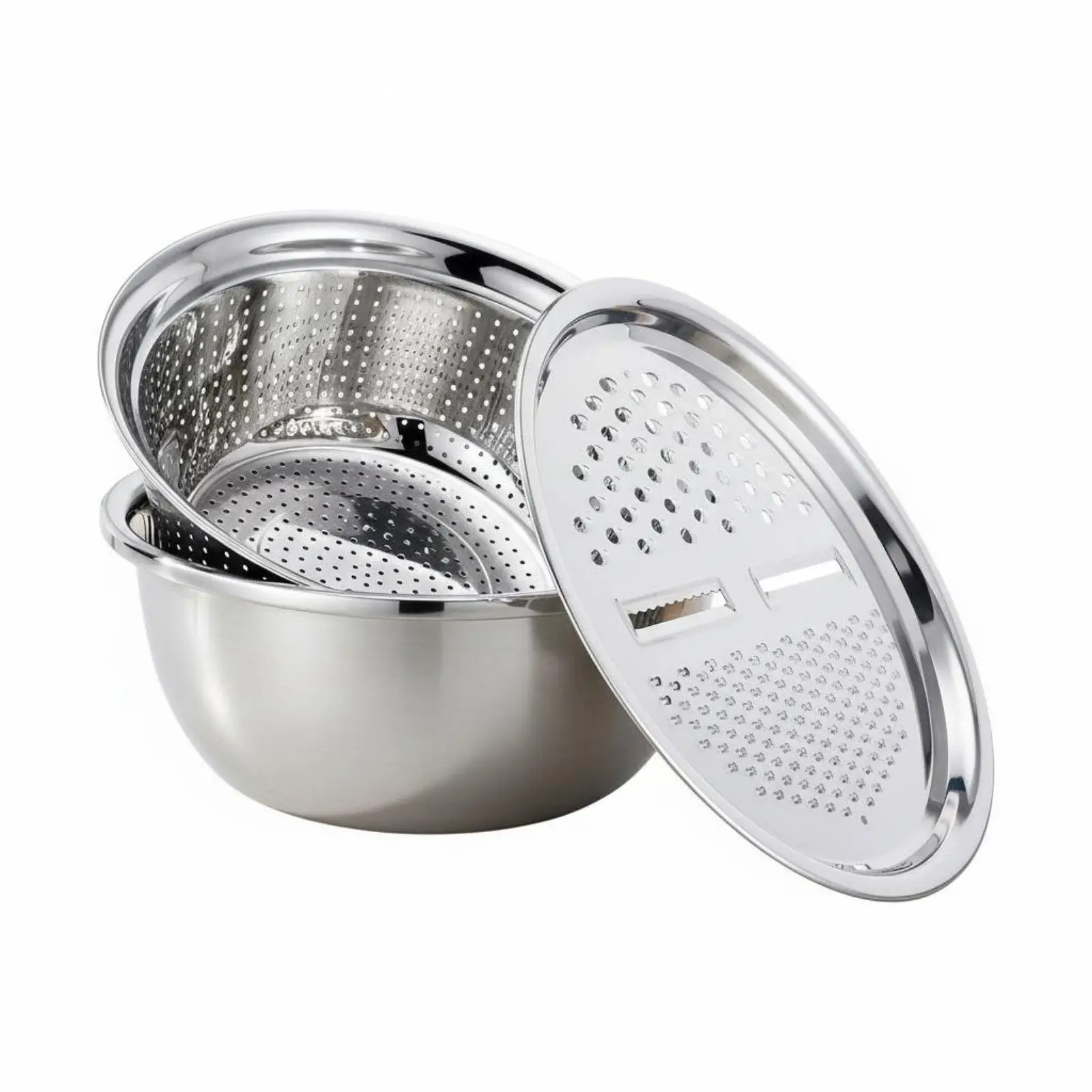 Thickened Stainless Steel Vegetable Grater Basket with Colander Lid for Fine Coarse Shredding Slicing and Quick Drainage