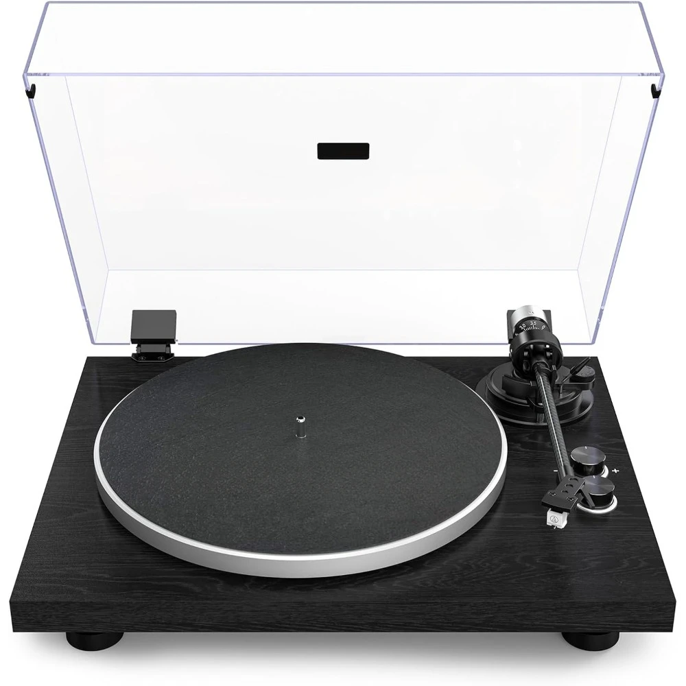 

Bluetooth Vinyl Turntable Built-in Preamp Phono/Line Switch Adj Counterweight Anti-Skate Var Pitch Ctrl Mag Cartridge 2-Spd