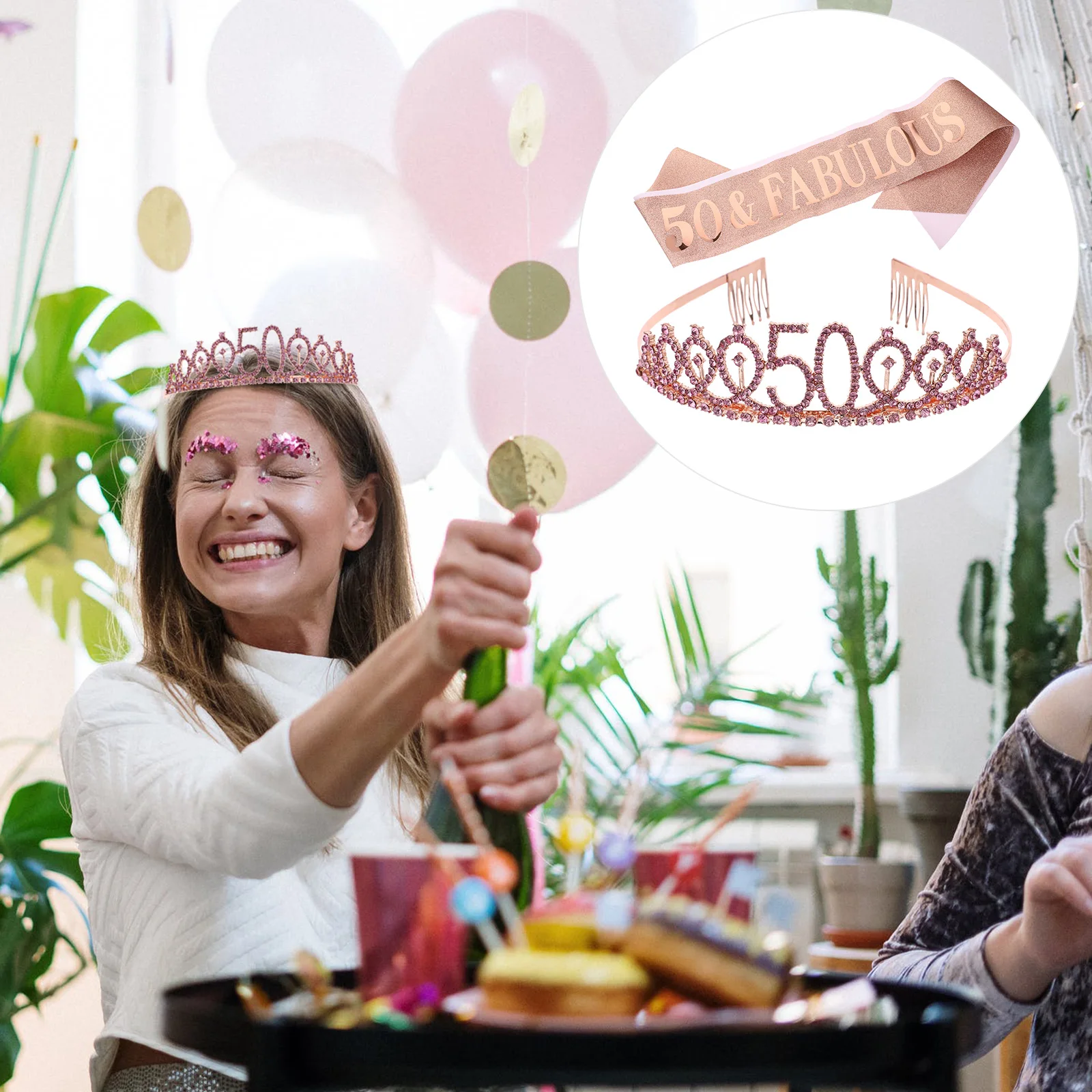 

2pcs Birthday Sash Set Party Hair Hoop Headdress Birthday Party Sash Set Queen Celebration Comfortable Fabric Decorations
