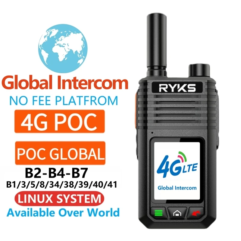 Global-Intercom 4G PoC Internet Two-Way Radio MINI Sim Card walkie talkie long range 5000km pair (no fee) Intercom platform