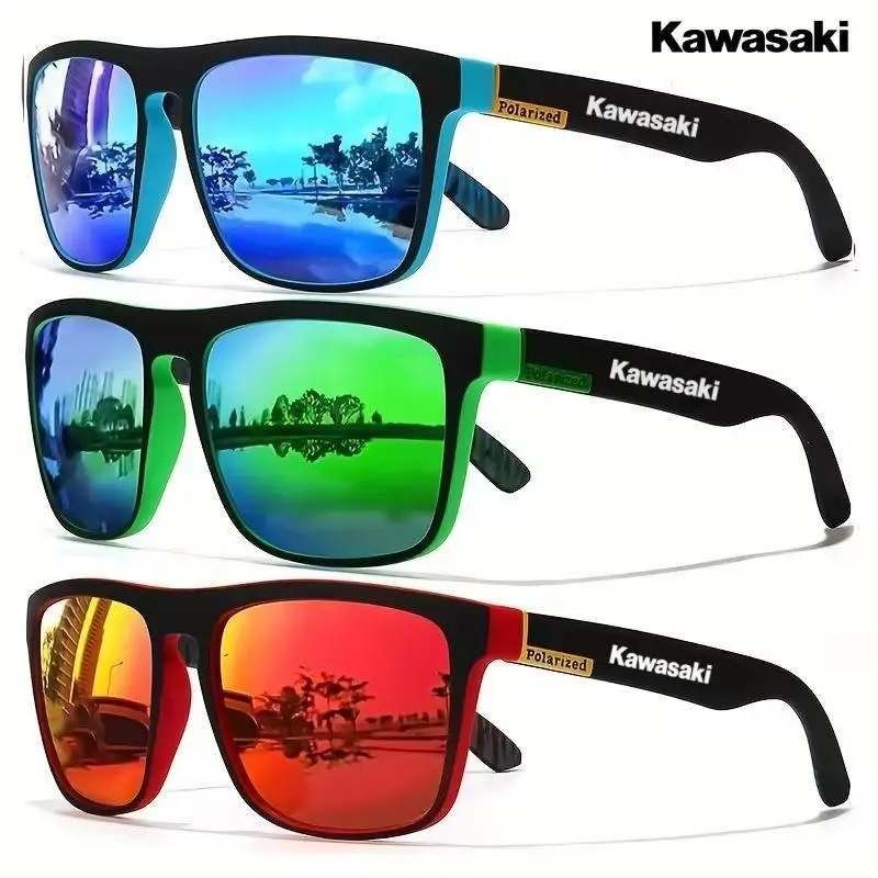 Kawasaki-Óculos de sol polarizados para homens e mulheres, Proteção UV400, Ao ar livre, Caça, Pesca, Dirigindo, Bicicleta, Óculos de sol, Caixa incluída