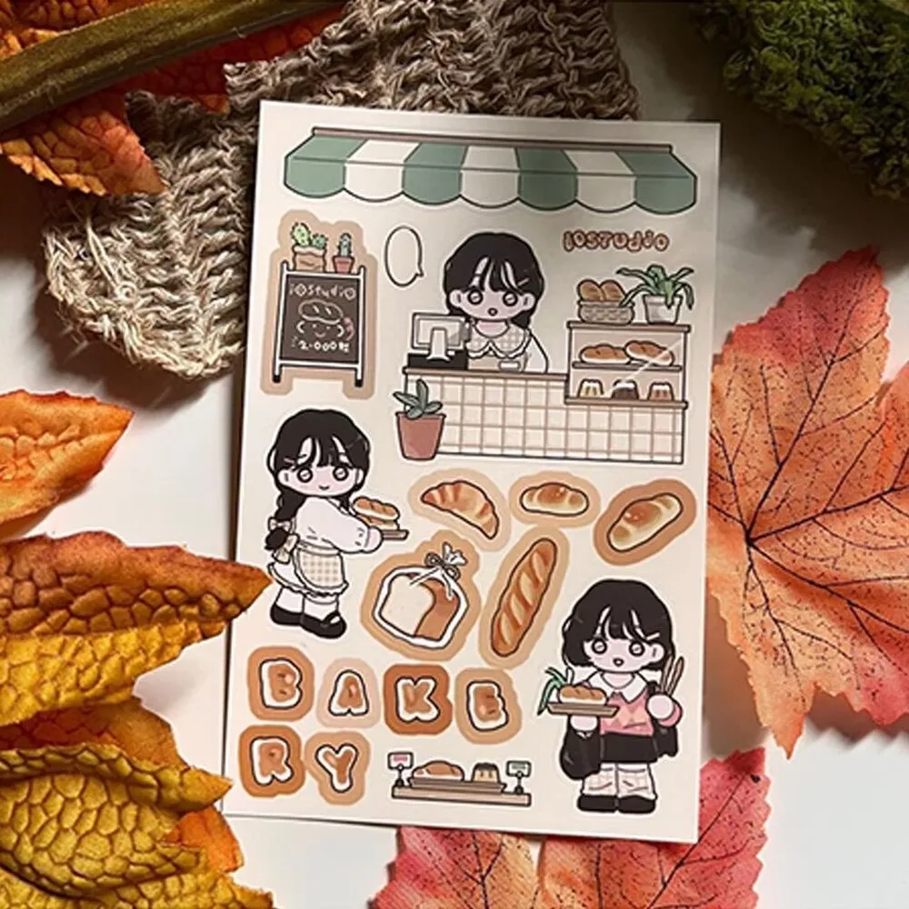 1/5Pcs Cartoon Girl 1 Korean Flat Q-Version Character Stickers Hand Account DIY Material Decorative Stickers Ins High Beauty view 4