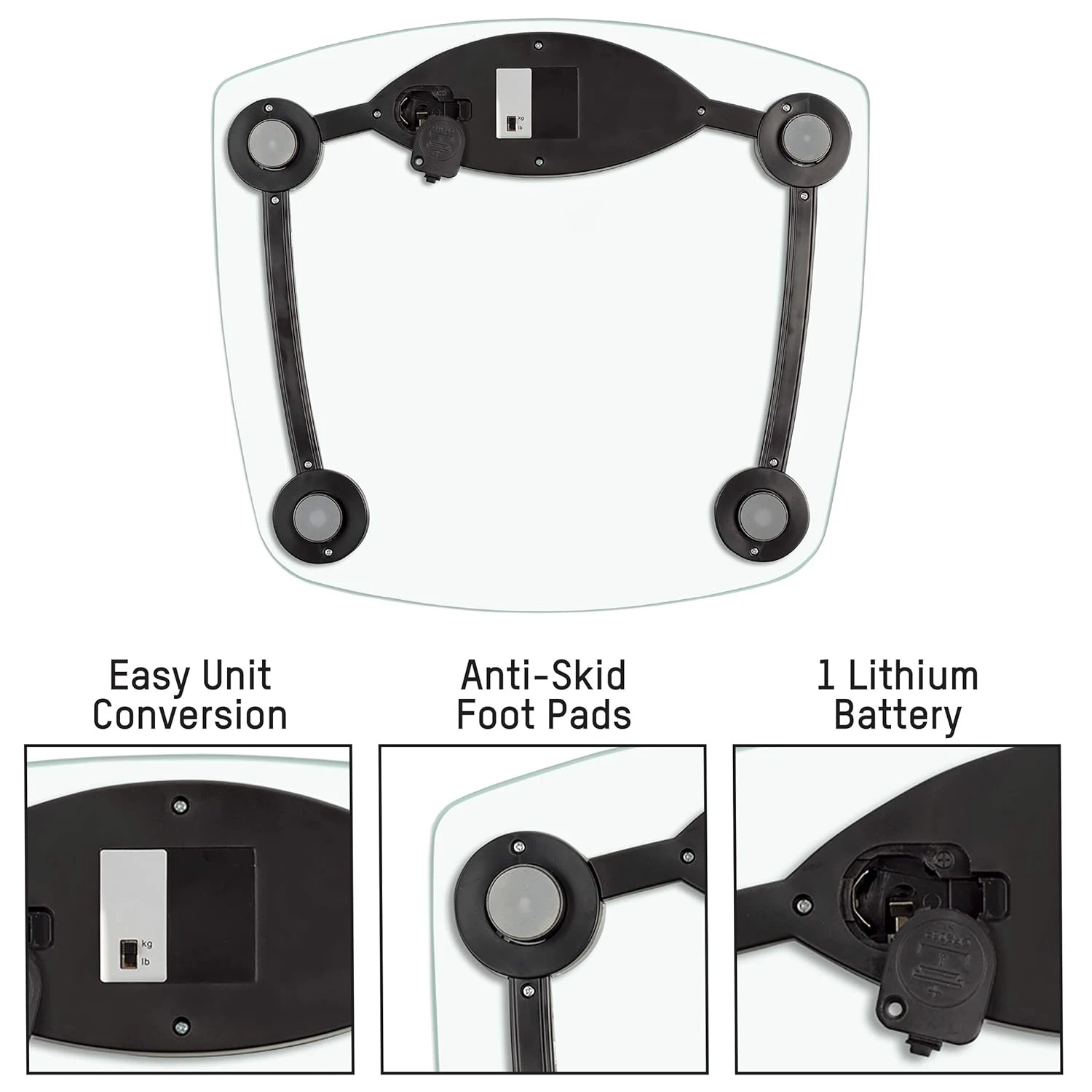 Цифровые весы для ванной комнаты, высокоточные весы для тела, мгновенное включение и выключение 400 фунтов, прочное прозрачное стекло с хромированным основанием