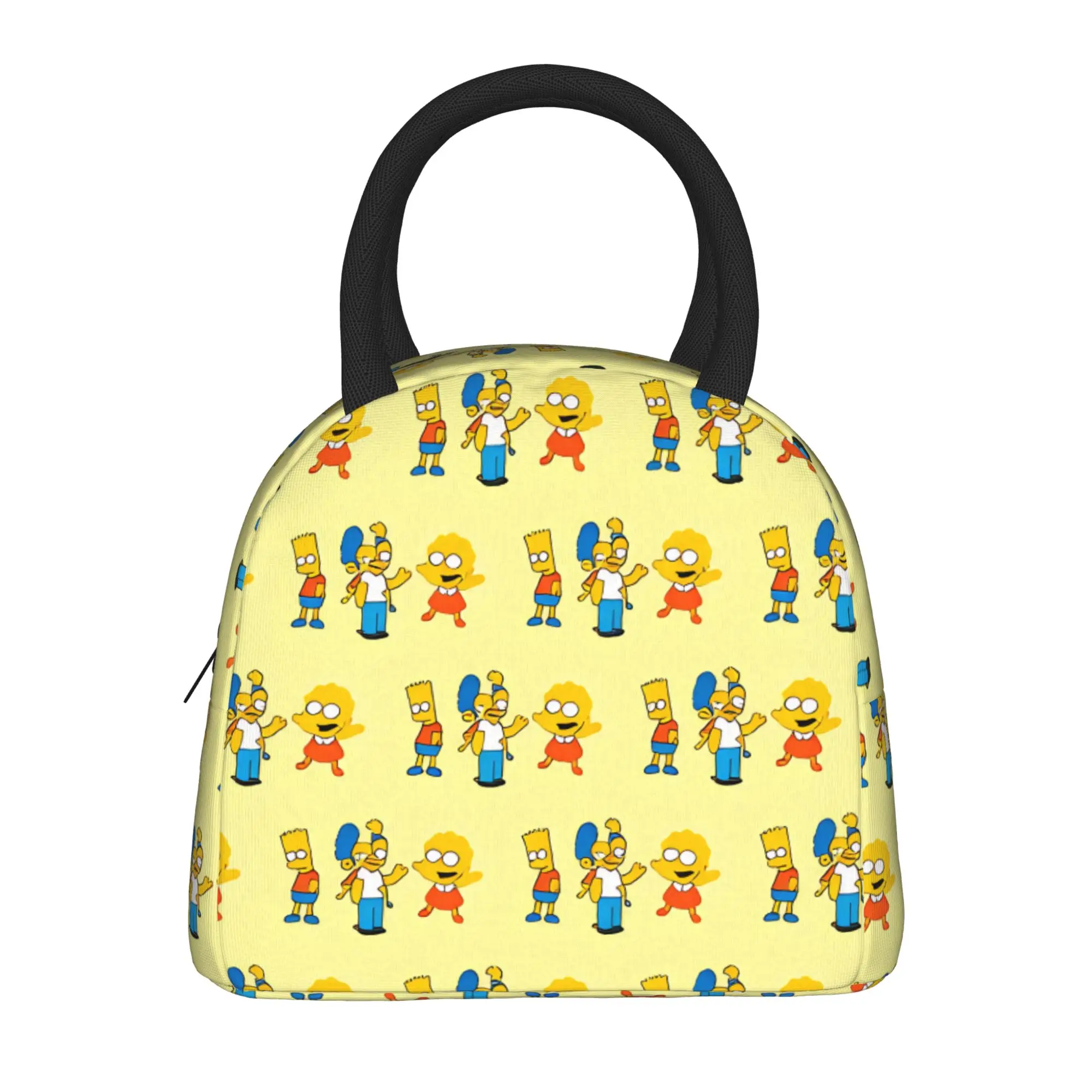 S-Simpsons Family Cartoon Pattern Lunch Bag Portable Zipper Lunch Box Child Picnic Custom Cooler Bag Oxford Thermal Lunch Bags