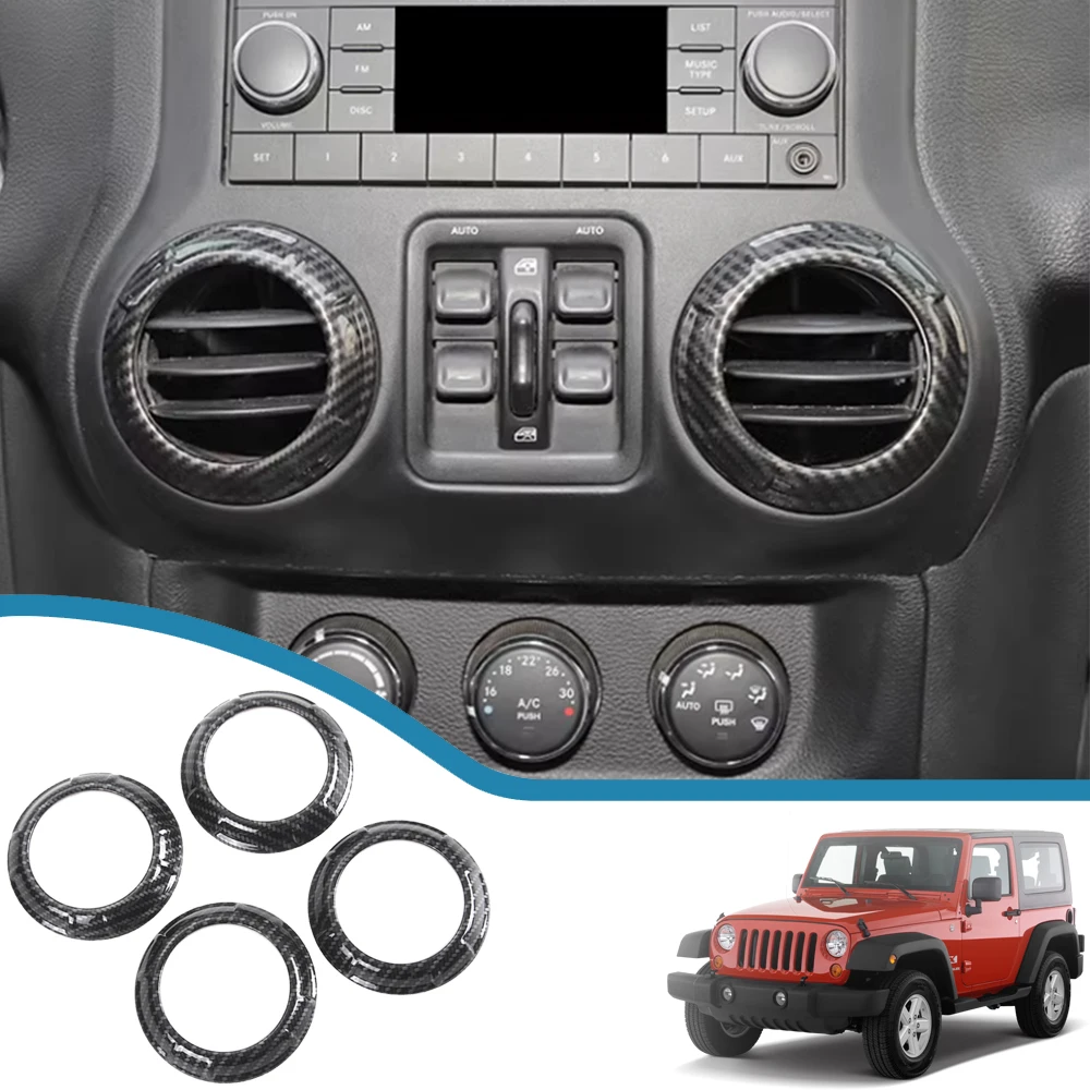 Car Dashboard A/C Air Conditioning Vent Outlet Decoration Cover Sticker Trim for Jeep Wrangler JK 2011-2017 Interior Accessories