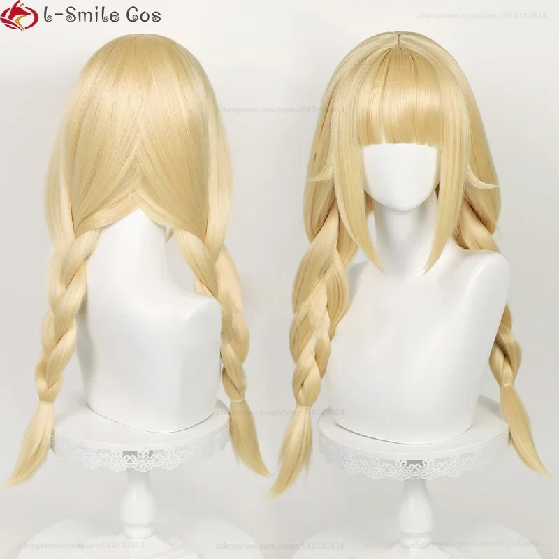 Anime Paripi Koumei Tsukimi Eiko Cosplay Wig 65cm Long Golden Yellow Bold Twist Braids Hair Heat Resistant Party Wigs + Wig Cap