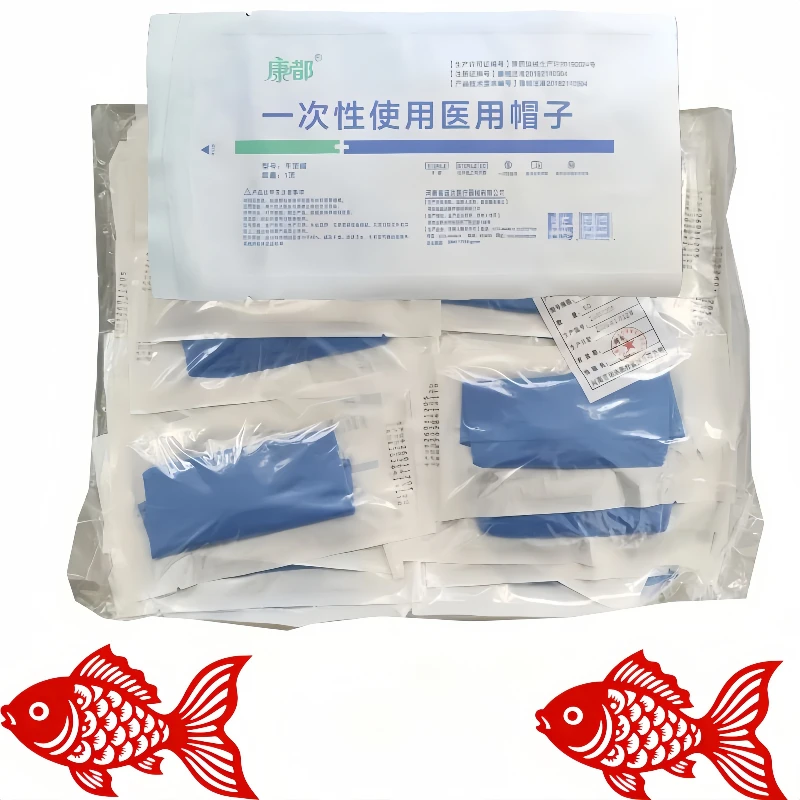 

Personal Protective 50 Pcs Disposable Sterile Bouffant Cap Non-Woven Individual Pack Dust Cap For Clinic Salon