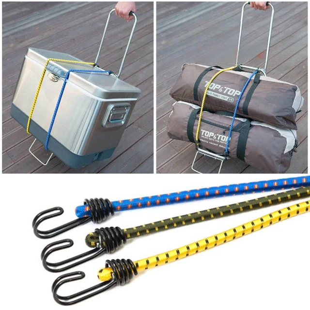 60cm Outdoor Camping elastyczna gumowa lina do namiotu z haczykami piesze wycieczki bagaż podróżny wiązanie wiązana lina rozciągliwa akcesoria do namiotu