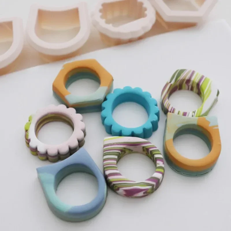 Individuality Geometric Ring Soft Pottery Cutter Different Sizes Ring Cutting Mold DIY Handmade Ring Pottery Cutting Tools
