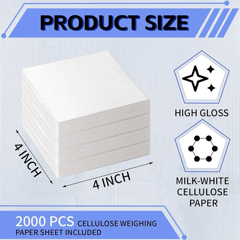 2000 Pcs Cellulose Weighing Paper Sheet Laboratory Sample Weighing Paper Weigh Papers, Nitrogen Free, 4 X 4 Inches Easy To Use