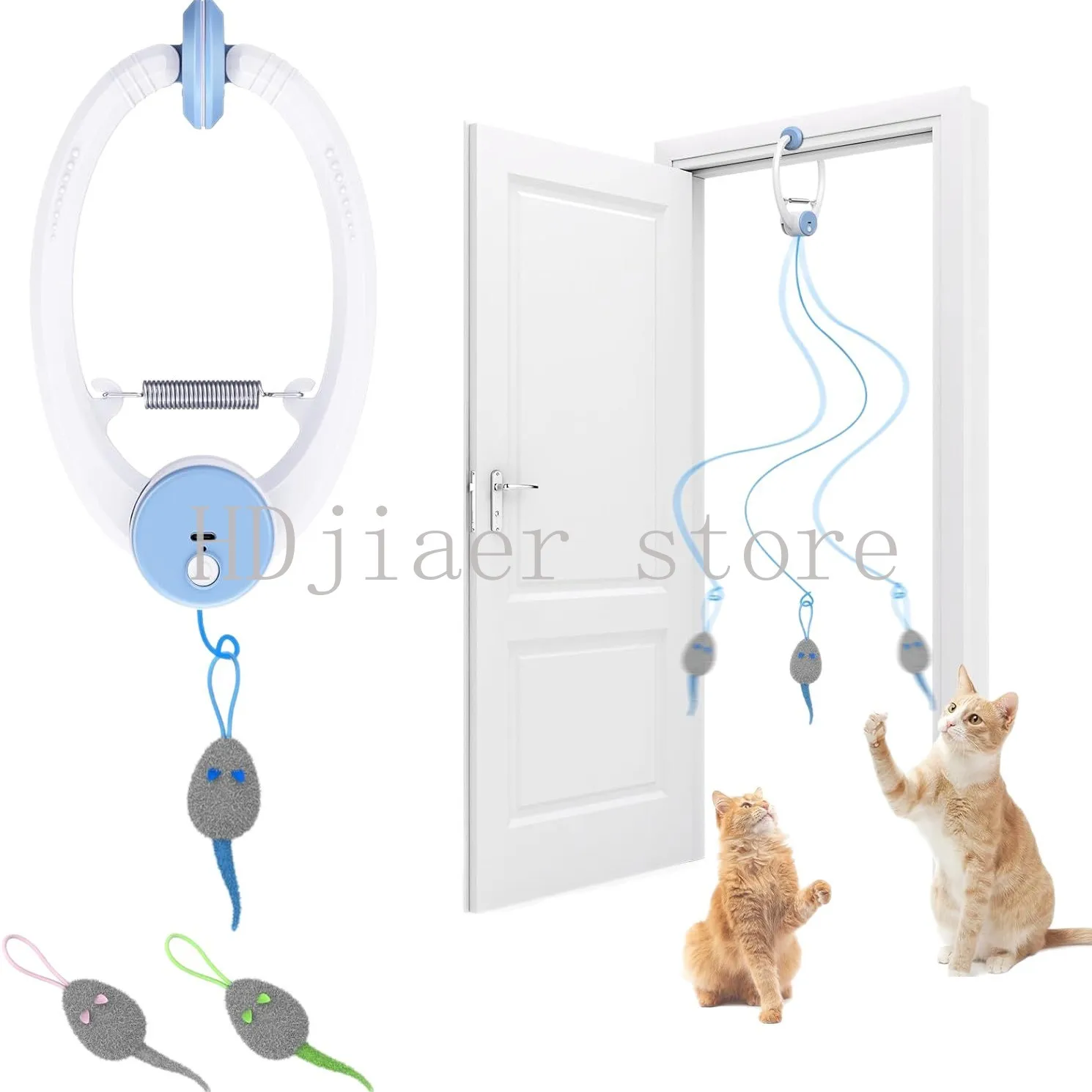 Electric colorful jumping mouse, door clip hanging interaction is super fun
