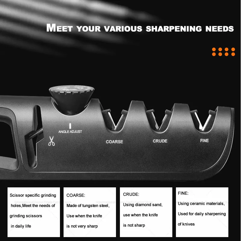 

Professional 4-in-1 Sharpening Stone - Angle Adjustable Kit for Knives Scissors Hunting Blades Diamond & Silicon Carbide Grit