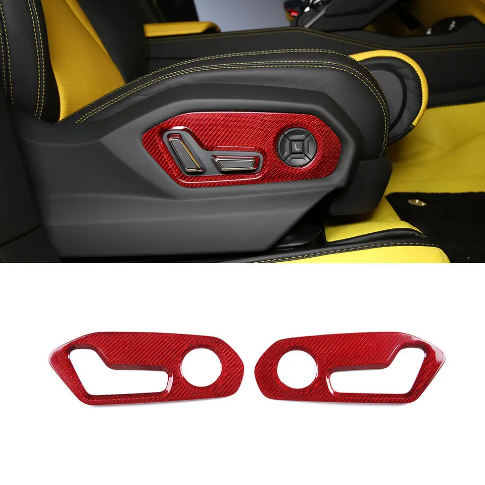 Red Carbon Fiber Seat Adjustment Button Switch Cover For Lamborghini URUS 2018-2021