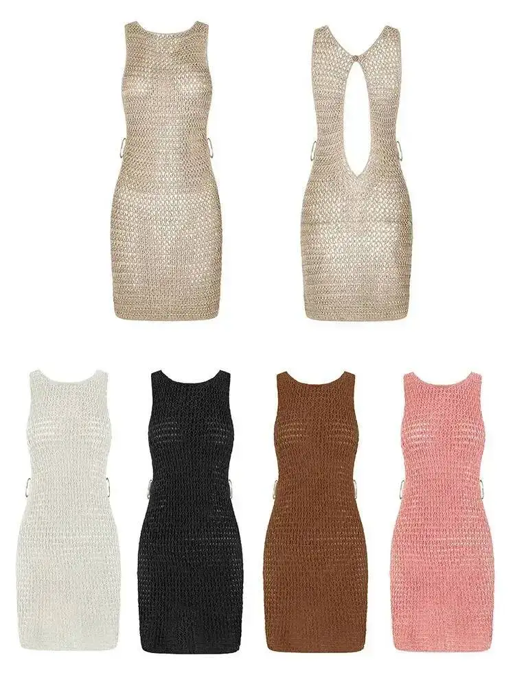 2025 été Sexy un cou découpé cercle décoration Corset mince plage Mini robe femmes bord de mer vacances maillots de bain robes