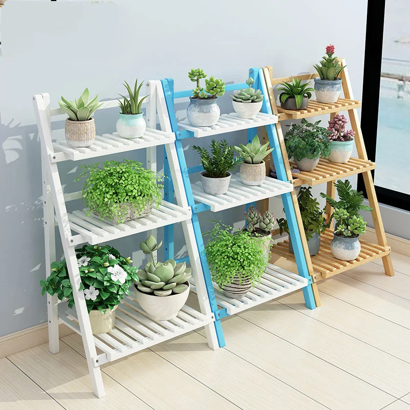 Bamboo 2/3 Tiers Plant Stand Rack Multiple Flower Pot Holder Indoor Outdoor Planter Display Succulent Flower Shelving Folding