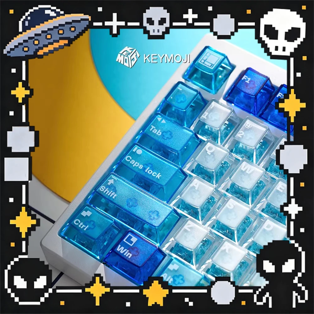 

KEYMOJI Mondriaan Original Factory Height PC Keycaps Transparent PBT Thermal Sublimation Ev63 Keyboard Keycaps For PC Accessorie