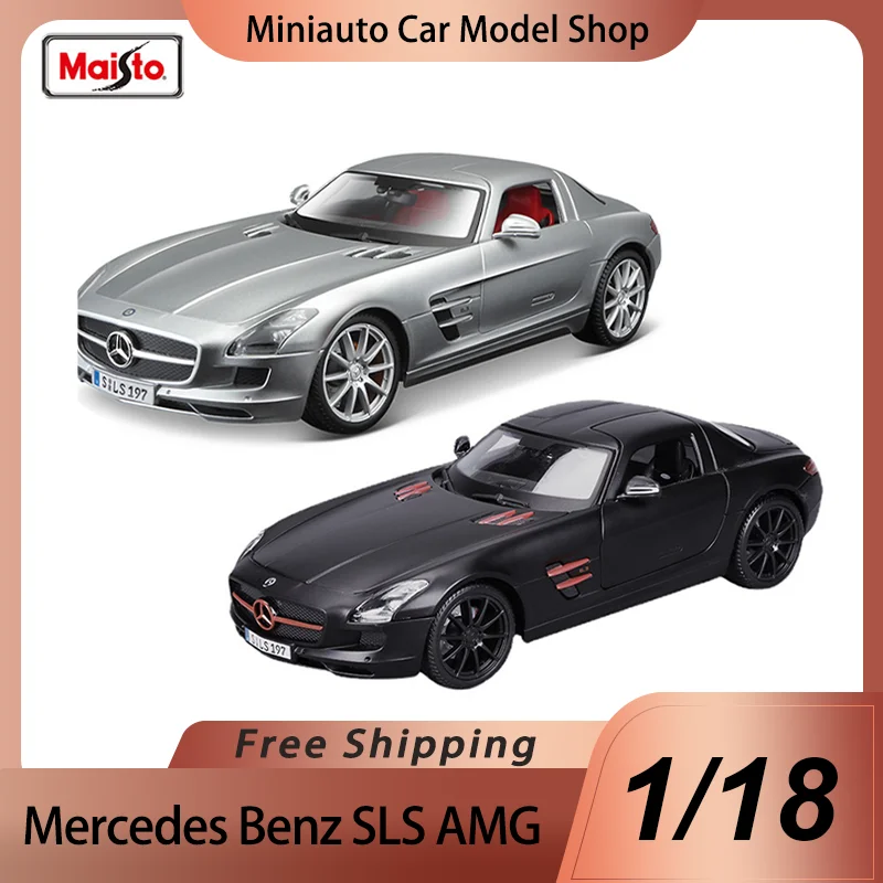 In Stock Maisto 1:18 Mercedes Benz SLS AMG Alloy Miniature Diecast Model Benz Sports Car Alloy Luxury Vehicle Toys Car Kids Gift