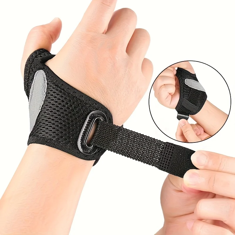 1Pcs Adjustable Thumb Support Brace with Movable Aluminum Clip Plate,Compression Bandage with Quick Release Buckle for Stability