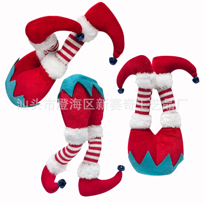 

Elf Legs Santa Claus Legs Christmas Tree Picks Striped Plush Stuffed Hanging Ornaments Leg Picks Christmas Tree Party Decoration