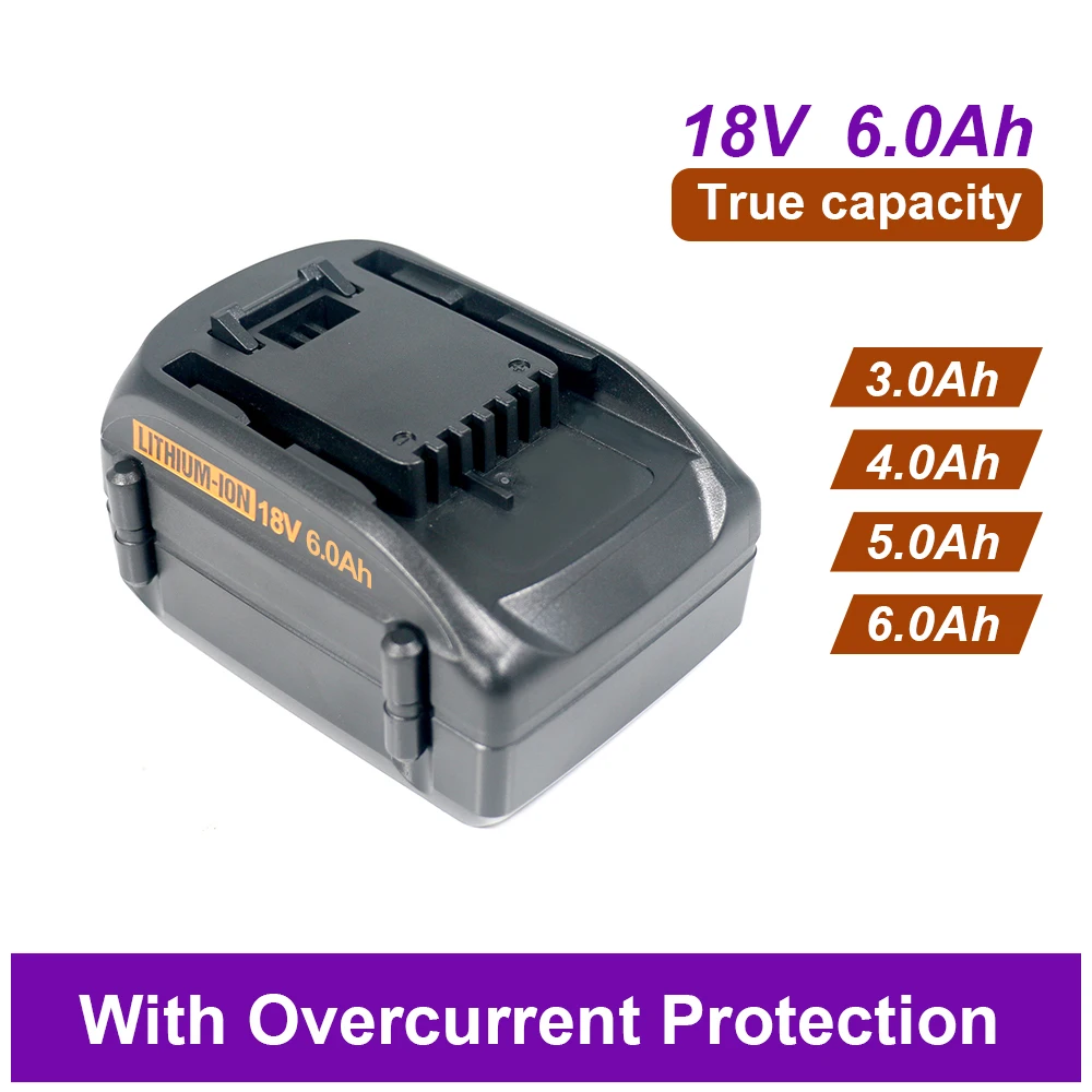 18V 6000mAh rechargeable lithium battery for power tools, suitable for Worx WA3553 35514