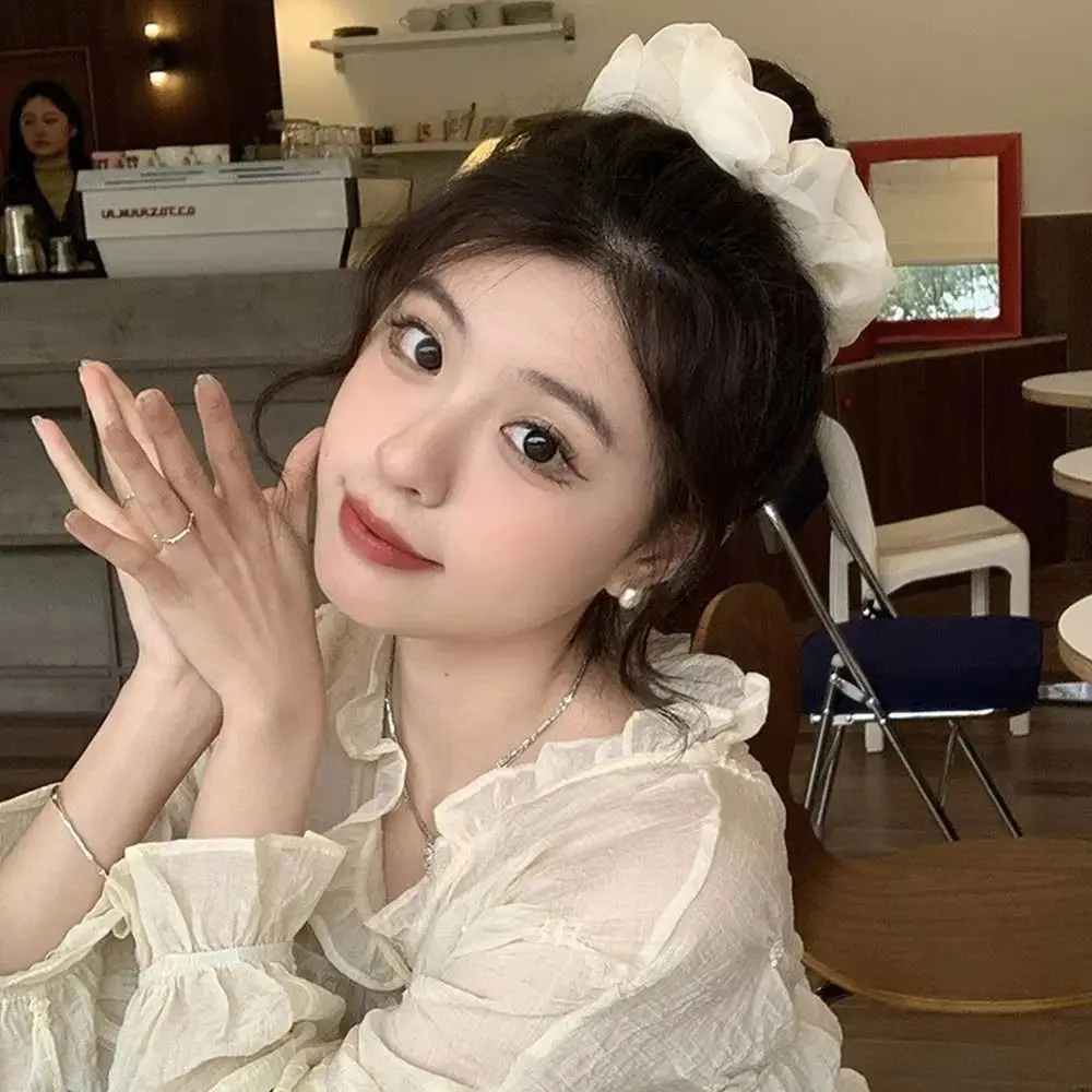 

French Style Chiffon Scrunchies Solid Color Temperament Women Hair Scrunchies Elegant Sweet Oversized Hair Ropes Hair Accessory