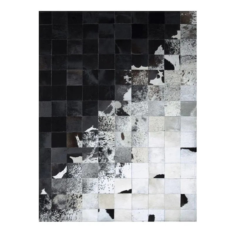 Black White Real Cowhide Carpet Living Room Home Customize Large Rug Simple Non-slip Floor Carpet Decor for Bedroom Modern Mat
