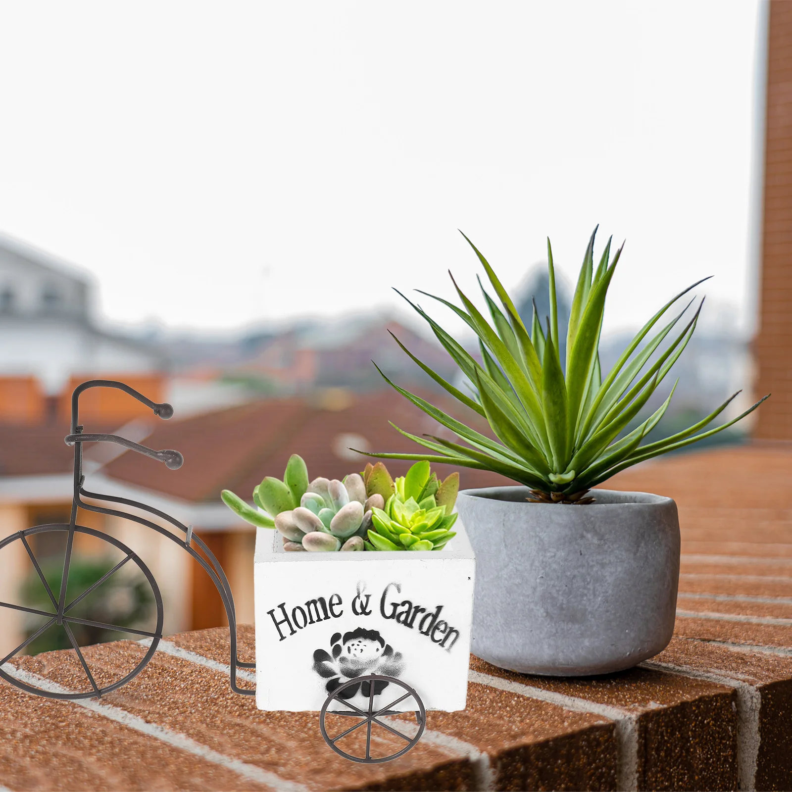 

Artificial Flower Wooden Bicycle Ornaments Home Decor Planters Outdoor Large Bamboo Craft