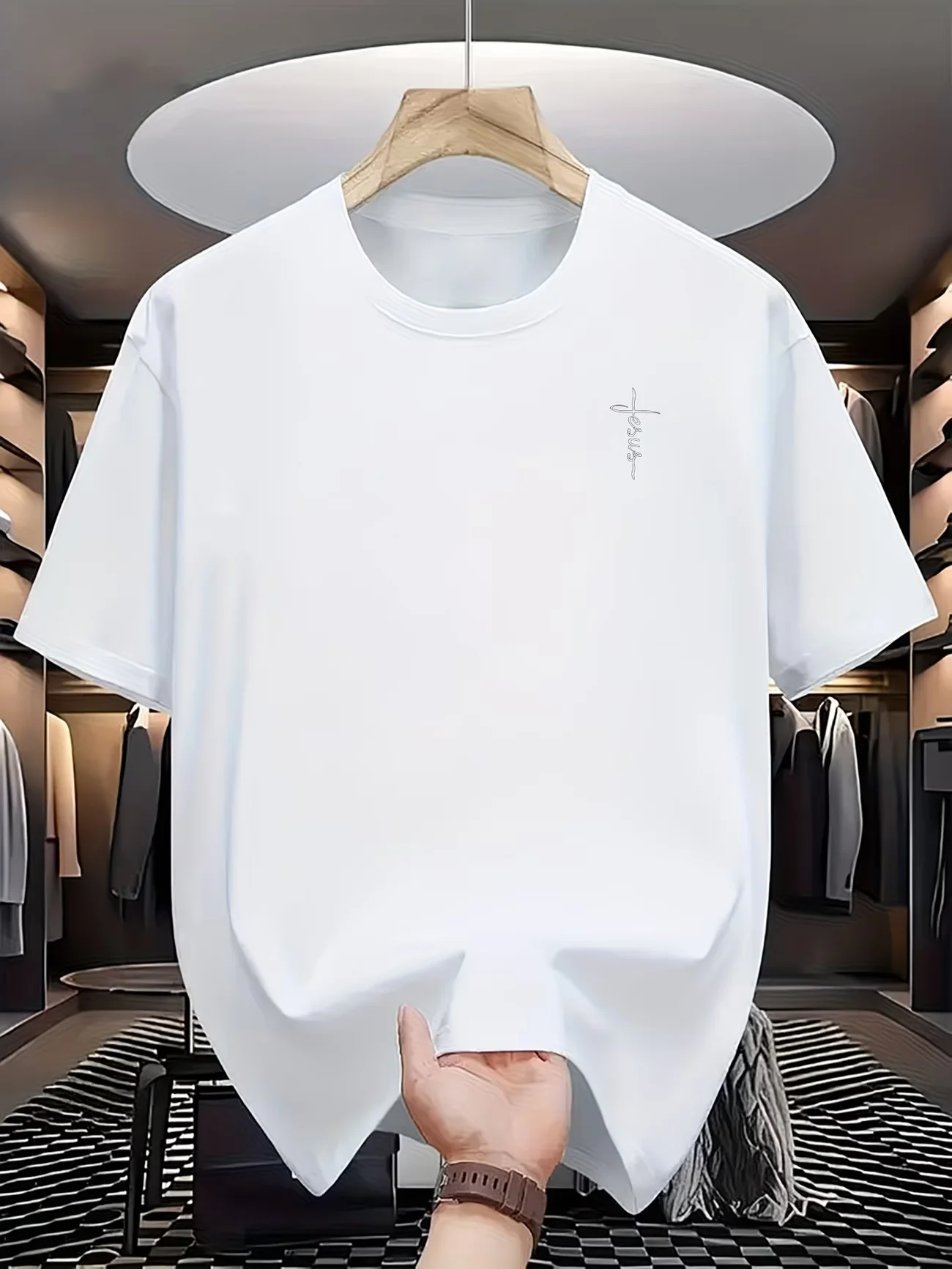 Men's Summer Fashionable Casual Loose Plus Size Printed Sports Round Neck Short-Sleeved T-Shirt Top