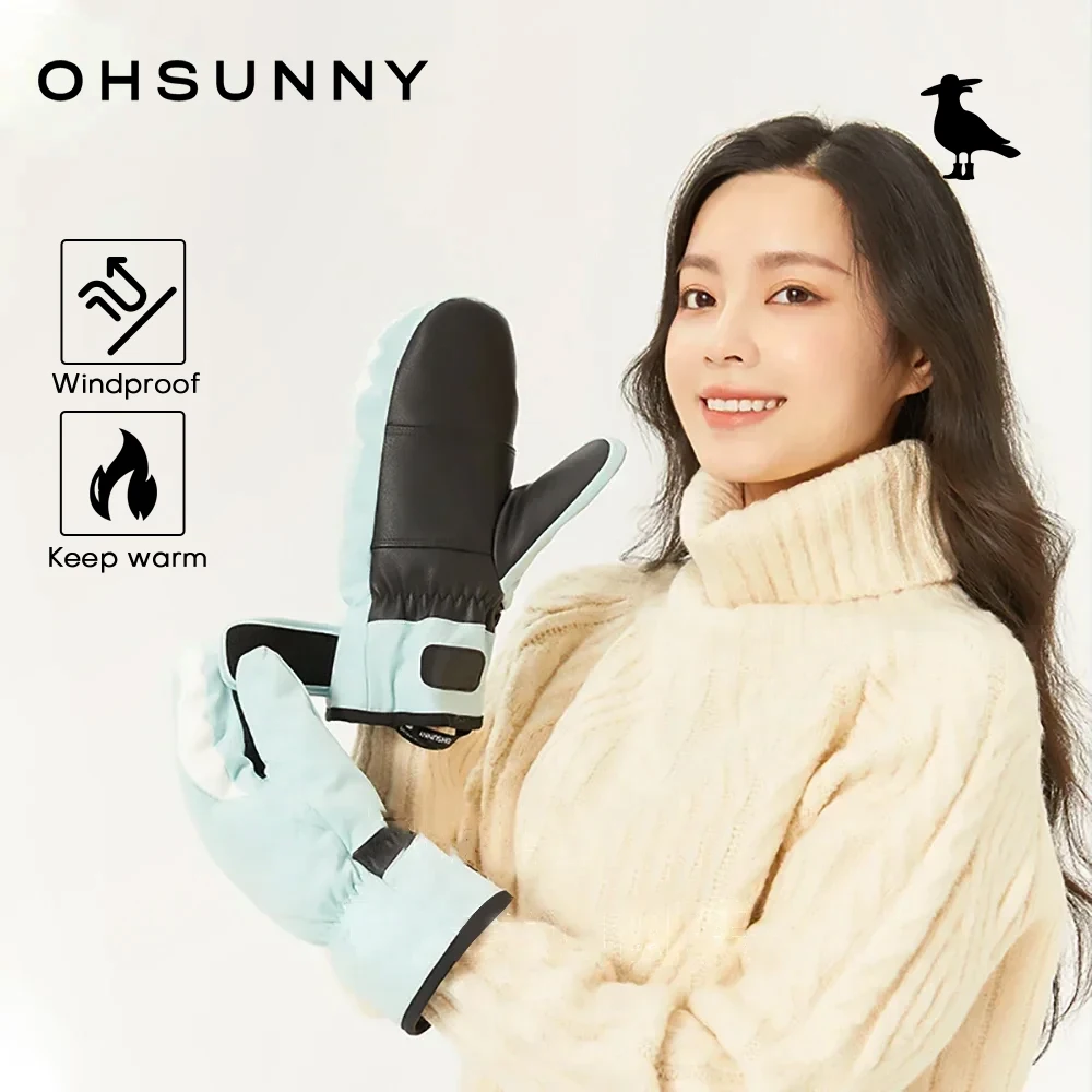 

OhSunny Ski Warm Gloves Winter for Women,Cold WeatherThermal Mitten,Outdoor Riding Snowboard Hiking Mittens with Anti-loss rope