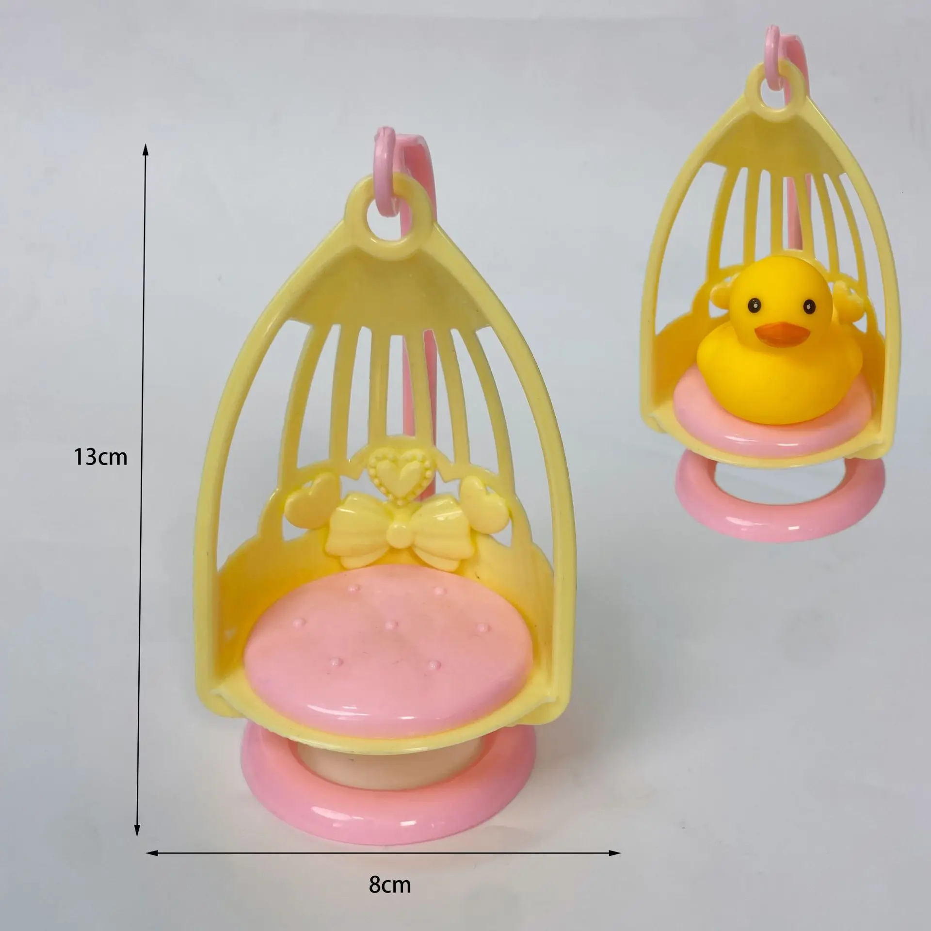 5Pcs Cute Mini Yellow Duck Accessories Kids Play House Toy Accessories Cartoon Rocking Chair Scooter Folding Chair Swimming Ring