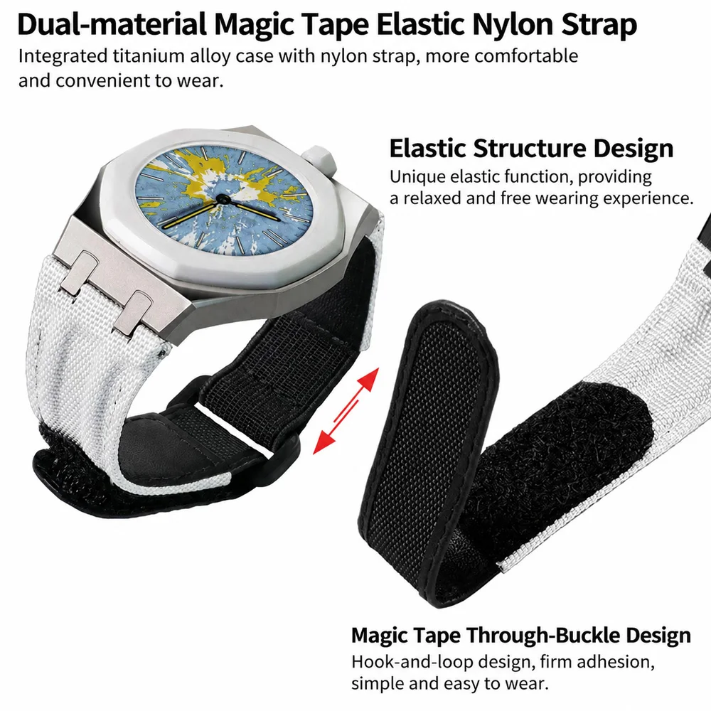 Titanium Case + Nylon / Fluororubber Strap for Swatch X AP Royal Pop Pocket Watch Luxury Mod Kit Protective Cover Soft Band