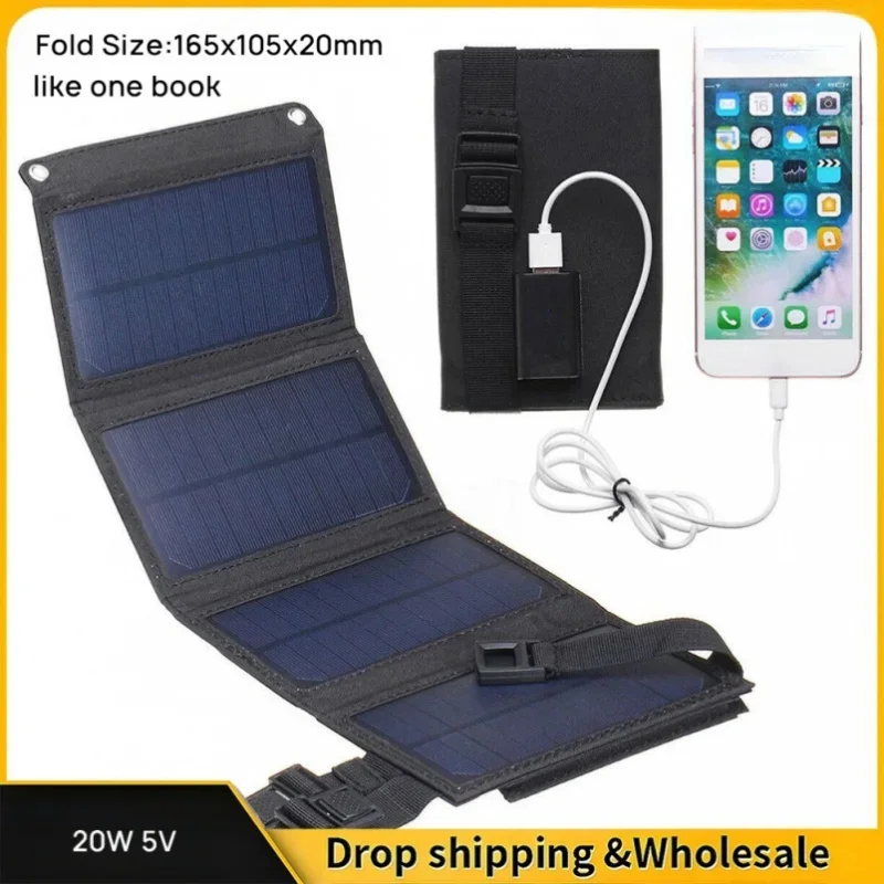 20W Foldable Portable Solar Panel Kit IP65 Waterproof Charger for Car Boat Caravan Camping Generator