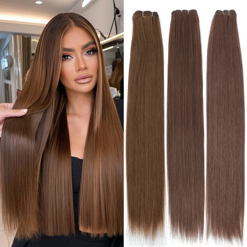 

Прямые пучки волос 28 дюймов Sunshine Ombre Кофе Коричневый Красный Синтетические высокотемпературные плетение волос 150 г/шт. Полный до конца