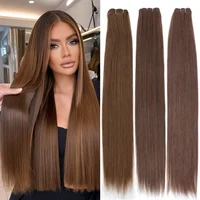 Mechones de pelo liso 28 pulgadas Sunshine Ombre café marrón rojo pelo sintético de alta temperatura tejido 150 g/pc completo hasta el extremo