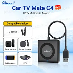 OTTOCAST Car TV Mate Pro C4  for HDMI Multimedia Adapter Wireless CarPlay Android Auto Box Video Converter for TV Sticks