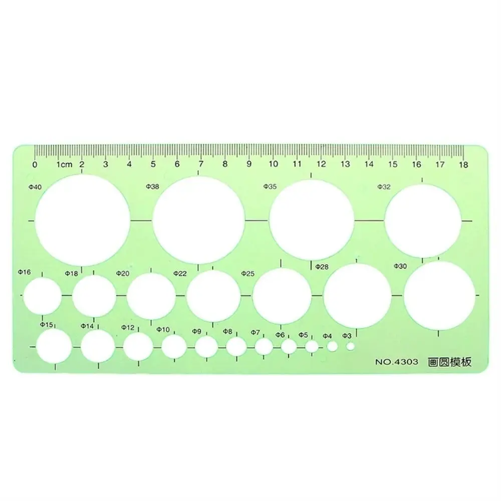 Stationery Office Supplies Circles Green Oval Multi Shaped Drawing Ruler Template Ruler Curve Ruler Geometric Ruler