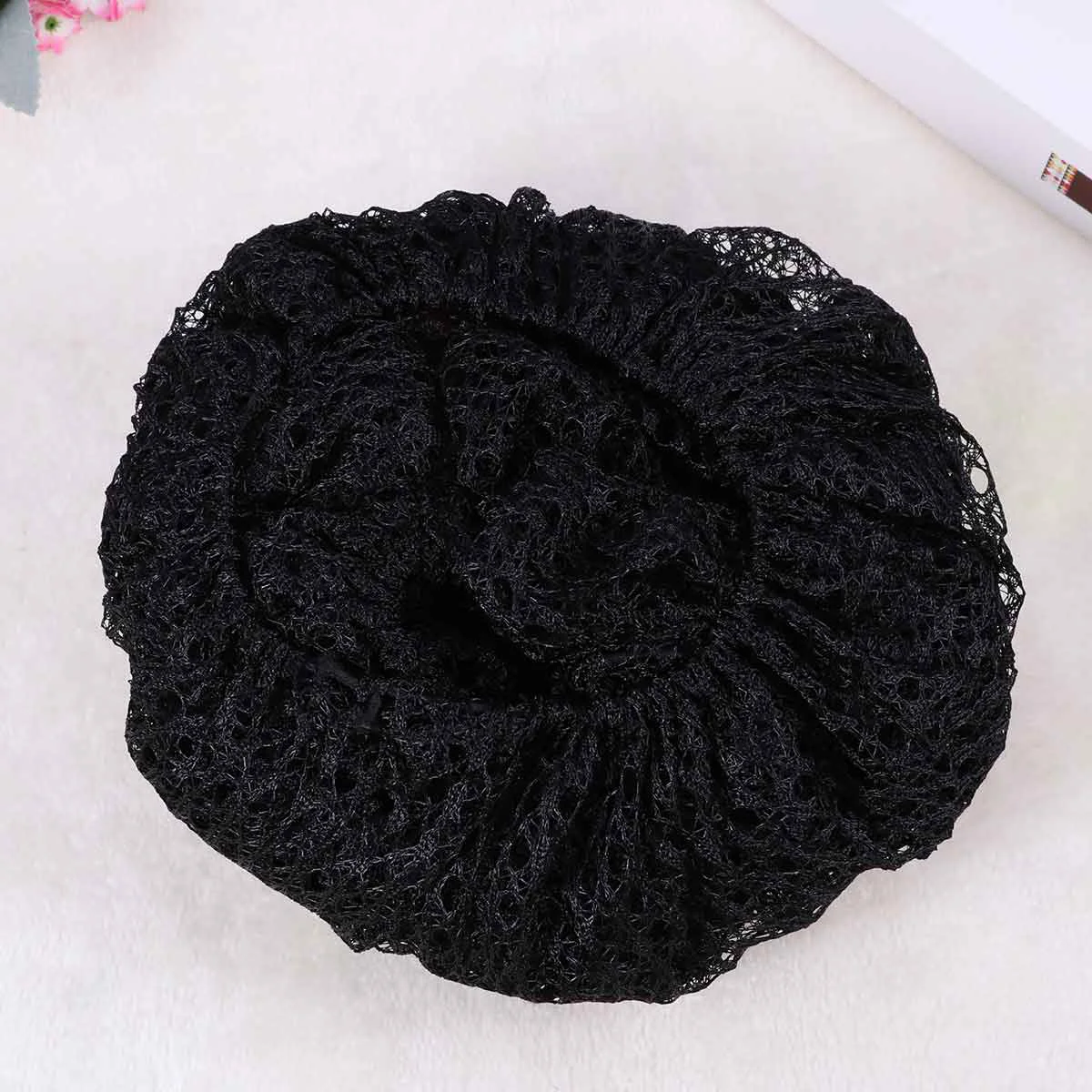 

12 Pcs Disposable Mesh Black Hair Net Caps Elastic Free Size Covers for Cosmetics Kitchen Cooking Home Industries Hospital