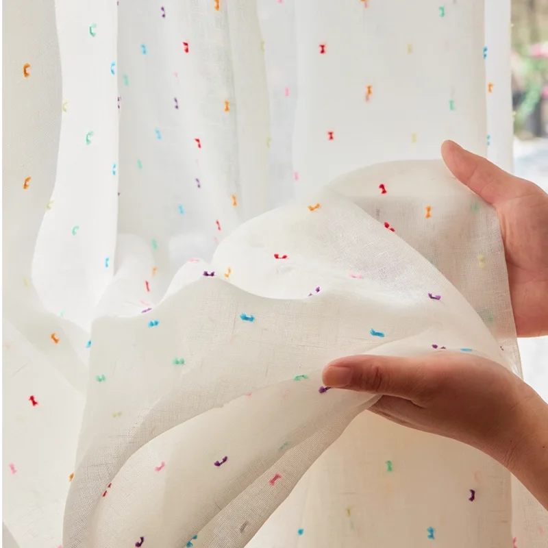 

Современные простые разноцветные тюлевые шторы для гостиной, детской комнаты, комнаты для малышей, вышитые разноцветные шторы, солнцезащитные, на заказ