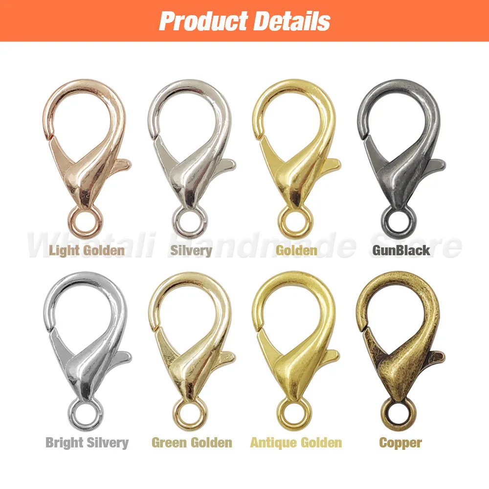 50Pcs Metal Lobster Clasps Spring Hook Rings For DIY Jewelry Making Findings Necklaces Hooks Bracelets Chain Closure Accessories