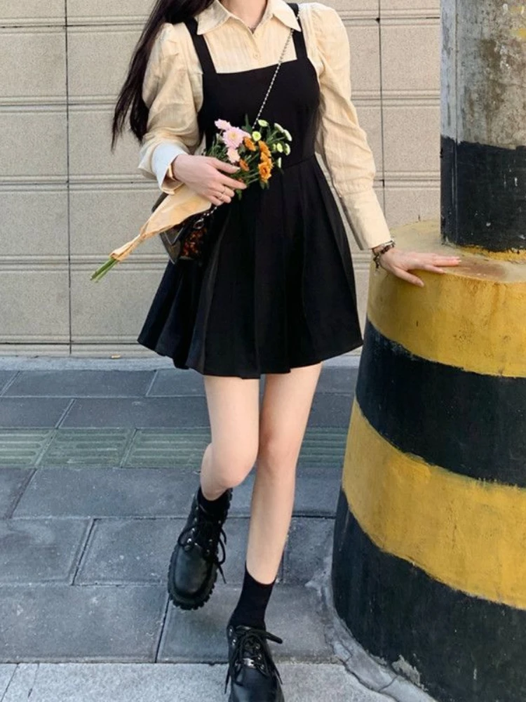 

2023 Autumn Long Sleeve Sweet Mini Dress Women Casual Elegant Clothing One Piece Dress Korean Slim Office Lady Short Party Dress