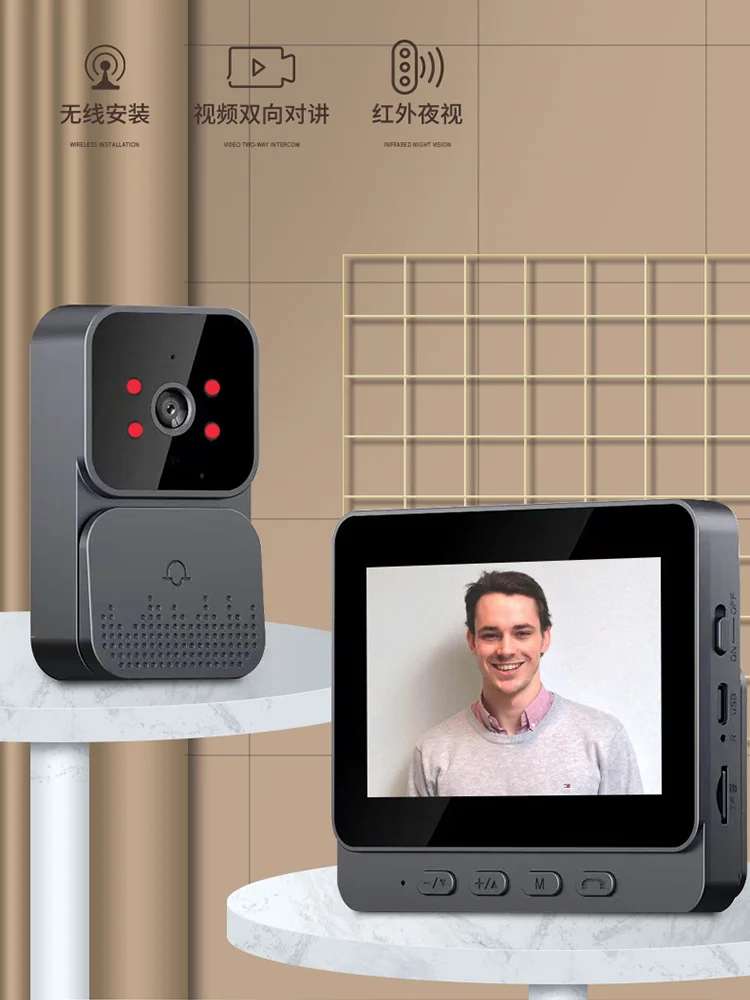 

Wirless 2MP 1080P Battery Power Doorbell Intercom Video Door Phone Peephole Viewer Cateye Camera Visual Doorviewer