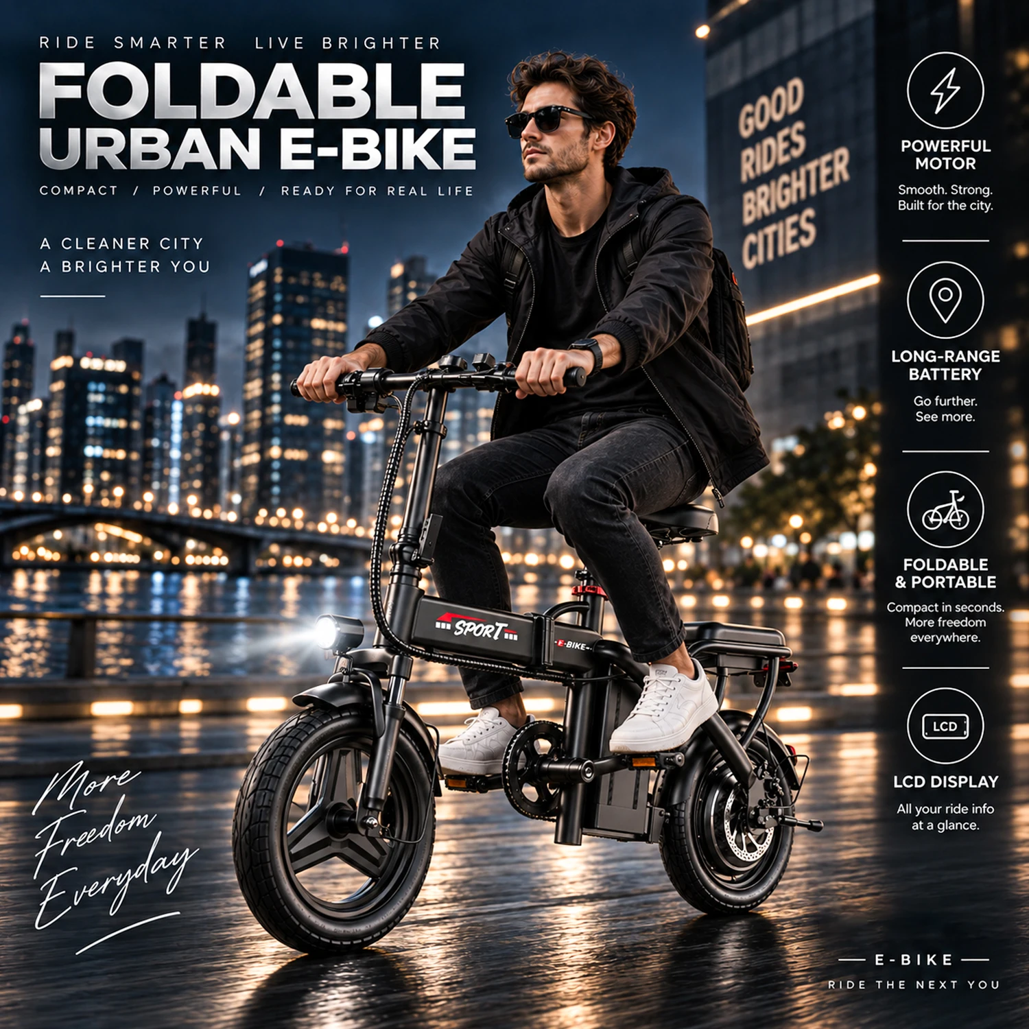 ASKGO Foldable Electric Bicycle for Adults & Teens, 750W Peak Power City Ebike, 14-inch Portable E-Bike, UL2849 Certified Battery, Max 20MPH Speed, Up to 25 Miles Riding Range, Dual Disc Brake System, 3 Speed Levels