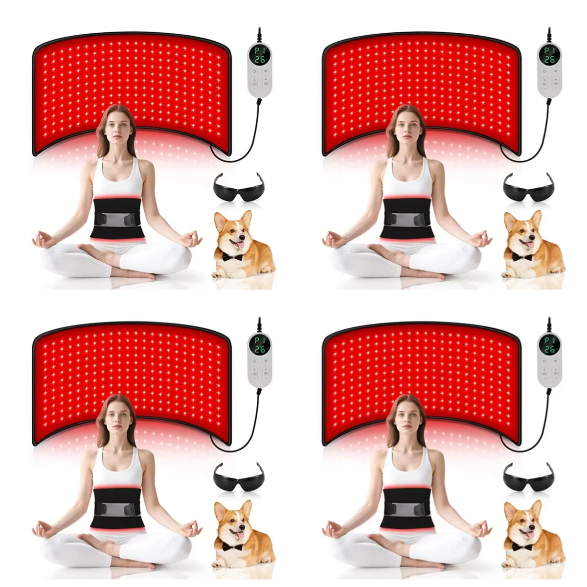 Hot selling：242 LED Red Light Therapy Mat, 660nm & 850nm Dual-Wavelength with Timer & Brightness Control, 24x12 Inch Full Body P