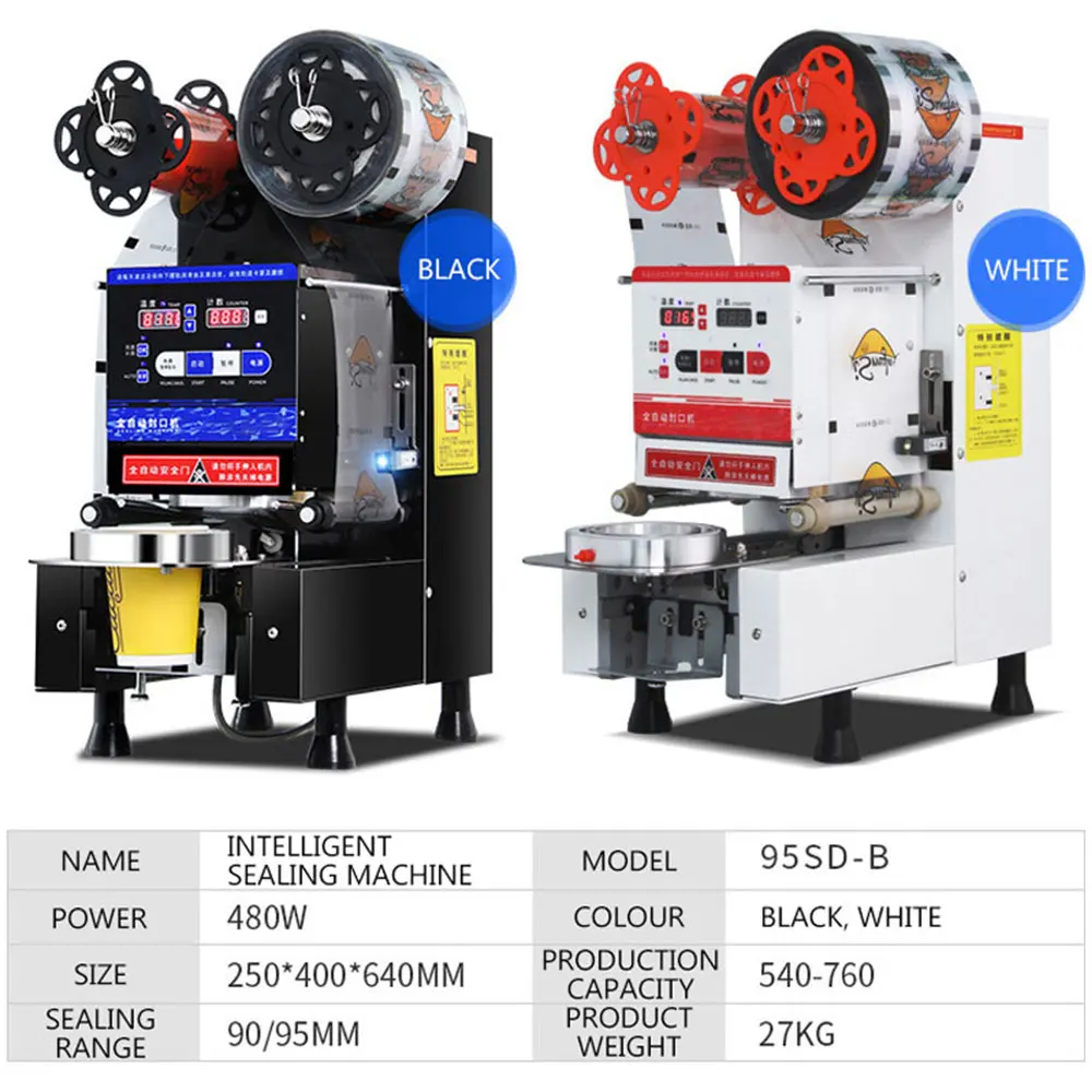 Penyegel cangkir gelembung otomatis penuh, mesin penyegel cangkir teh susu, peralatan toko teh cerdas komersial