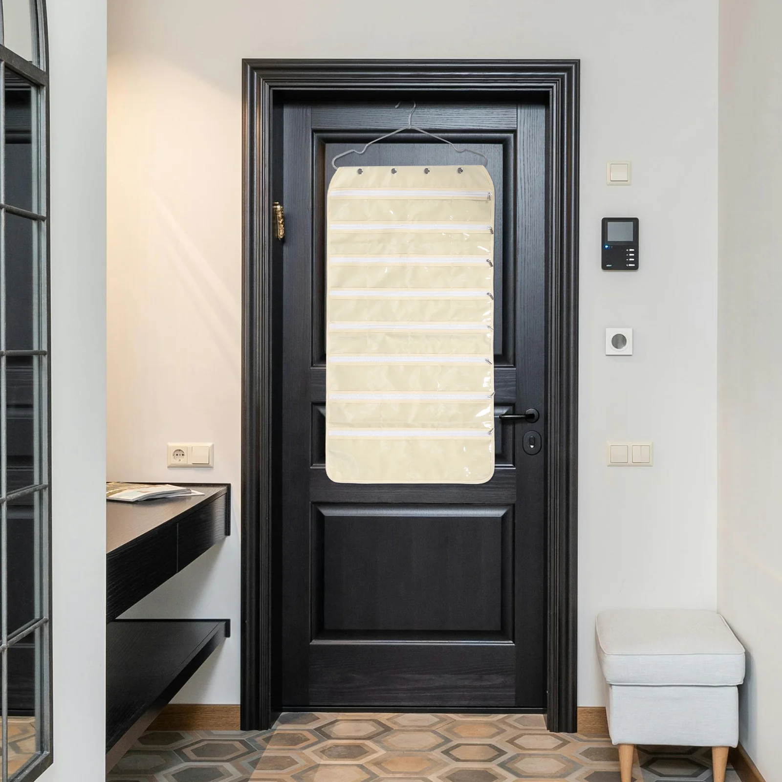 Hanging Jewelry Organizer Transparent Storage Bag Zippered Pockets Portable Travel Necklace Earring Bracelet Holder Home Closet