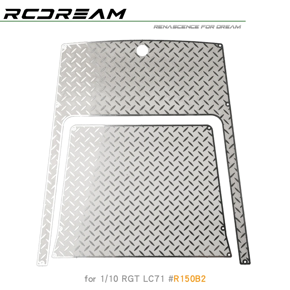 RCDream 1/10 สแตนเลสแผ่นป้องกันโลหะลื่นไถล Checkered แผ่นสําหรับ RGT EX86020 LC71 Bonnet Upgarde อะไหล่ # R150B2