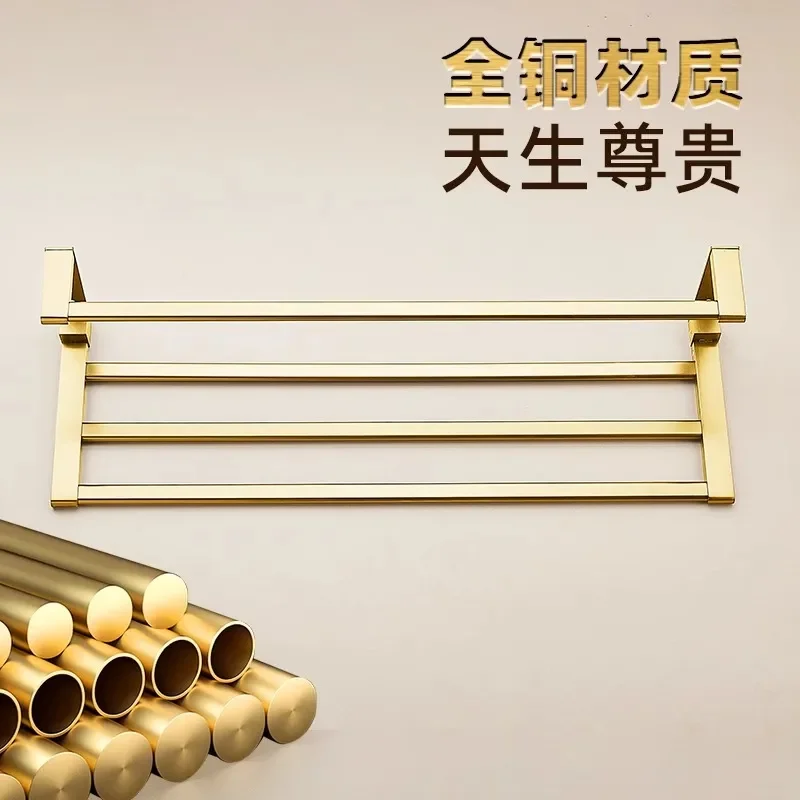 Gun gray all-copper bath towel rack, bathroom towel rack, wall-mounted bathroom rack, high-end hotel hardware pendant.