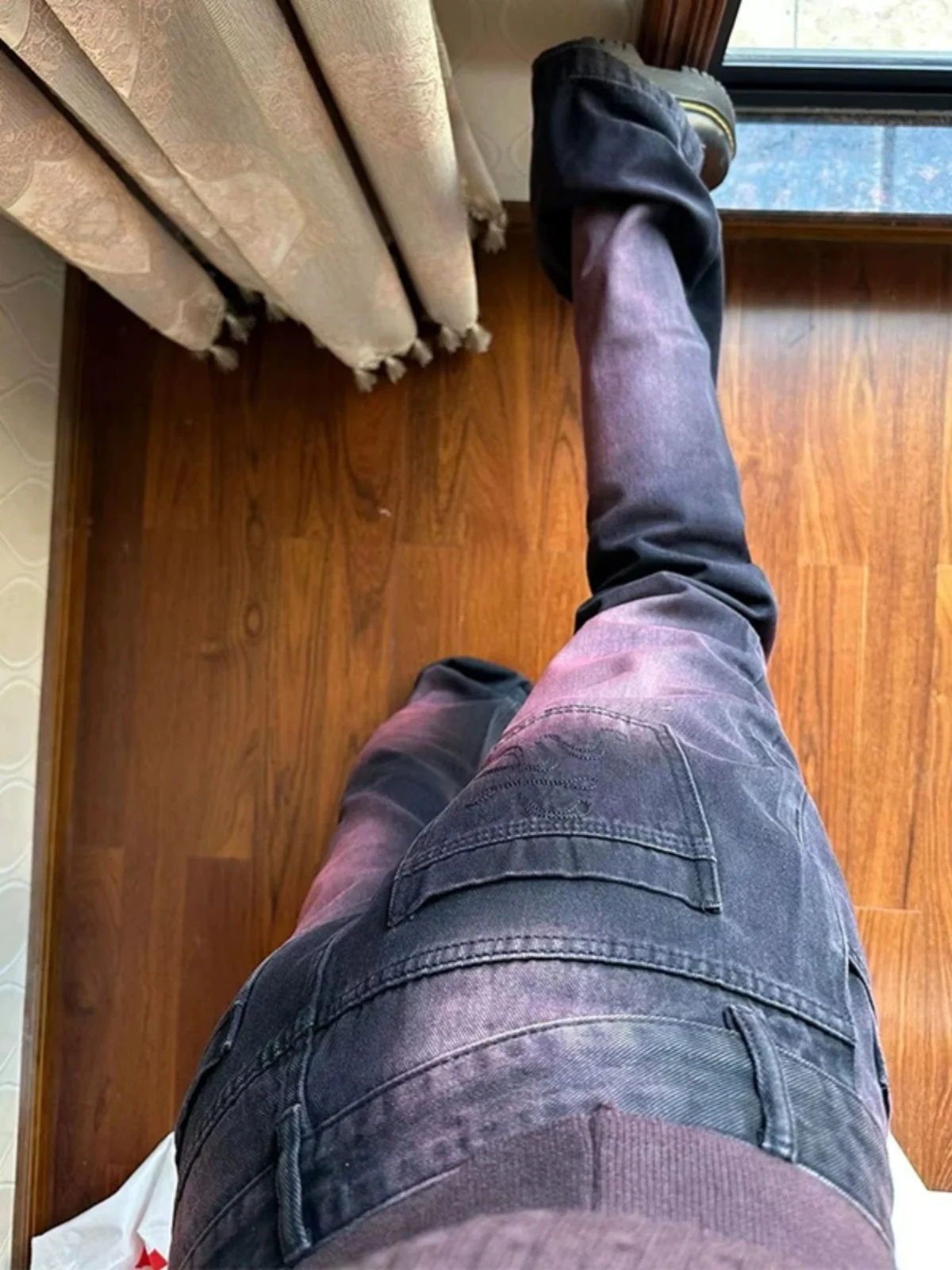 

Ретро-джинсы в американском стиле, фиолетовые, расклешенные, свободного кроя, с высокой талией, для мужчин и женщин, длинные брюки, весенний сезон