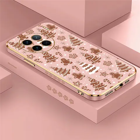 Plating Silicone Soft Phone Case For Vivo Y100 5G Y55S Y53S Y77T Y77E Y95 Y93 Y91i Y67 Y81 Y78 Y73 Y72 Y71 Y70 Christmas Cover